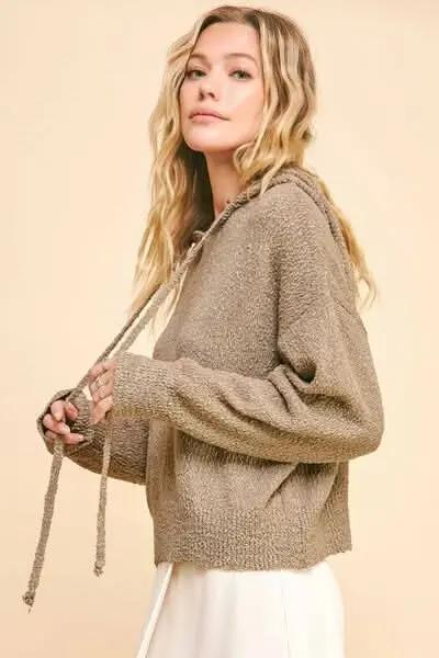 Cozy Drop Shoulder Hooded Sweater by Davi & Dani - Love Salve